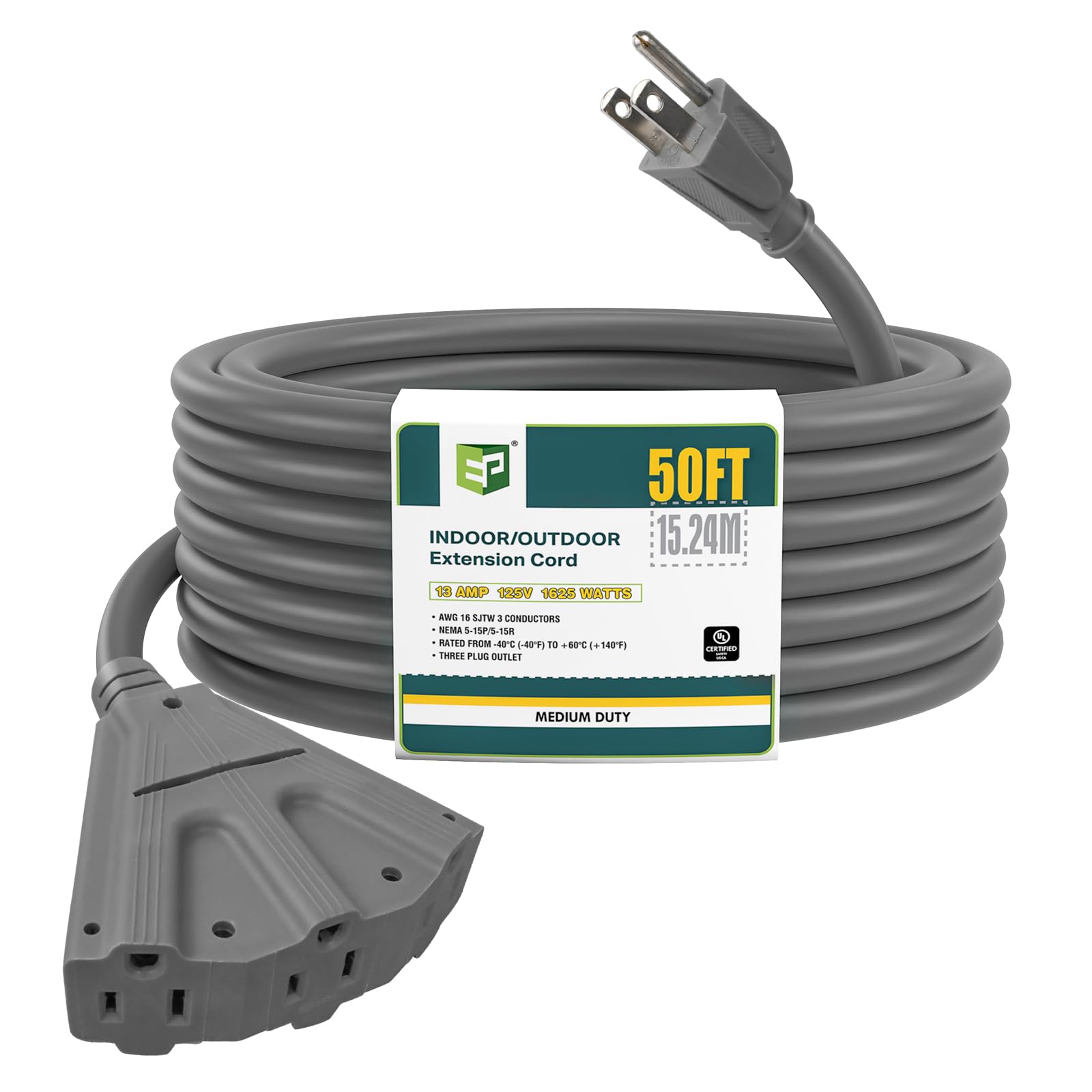 Amazon.com: EP 50 Ft Outdoor Extension Cord with 3 Electrical